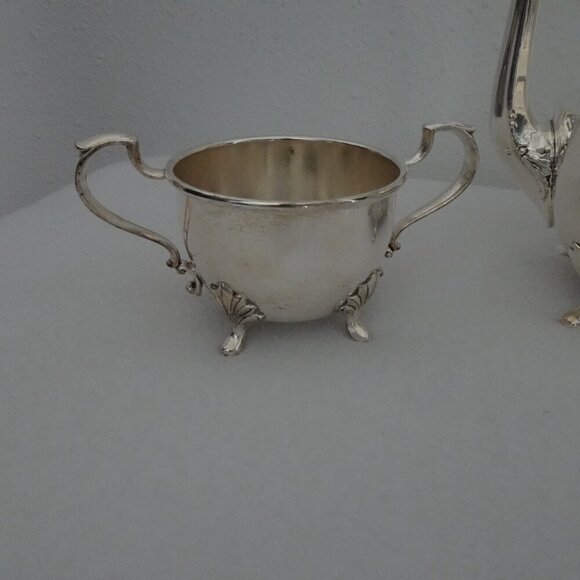 Vintage Silver Plated Coffee Tea Set Poole 2500 Footed Pot Sugar Creamer - Picture 3 of 16